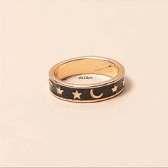 Moon & Star Ring Colors: Black & Gold Material: Alloy Moon Star Ring, 2024 Wishlist, Moon And Star Ring, Black Ring, Ring Color, Star Ring, Moon Star, Black Rings, Stars And Moon