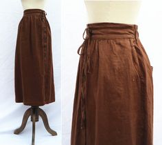 Midi skirt Linen brown skirt soft linen skirt women's | Etsy Brown Linen Long Skirt, Custom Skirt, Long Linen Skirt, Skirt Linen, Handmade Skirts, Cotton Nightgown, Brown Skirt, Skirt Summer, Warm Weather Outfits