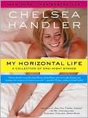 the book my horizontal life by chelsea handler is laying on top of a black bed