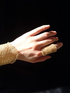 #Wire #crochet knuckle #ring, by LogicFreeDesign on Etsy Delicate Gold Rings For Party, Delicate Gold Party Rings, Adjustable Crochet Jewelry For Parties, Gold Bohemian Rings For Party, Handmade Metal Rings For Parties, Hand Wrapped Gold Jewelry For Parties, Gold Hand Wrapped Jewelry For Party, Adjustable Gold Chainmail Jewelry, Handmade Gold Rings For Parties