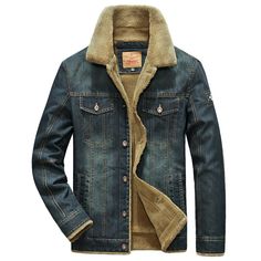 This Men's Thick Wool Denim Jacket combines durability and style for the ultimate outerwear piece. Its comfortable fit provides the perfect balance between function and fashion, making it a must-have for any wardrobe. Don't miss out on this luxurious addition to your collection. Material: Cotton Thickness: Fleece Lining Material: Polyester Winter Denim Jacket, Denim Jacket Style, Dirndl Outfit, Denim Jacket Winter, Mens Outdoor Jackets, Men's Windbreaker, Denim Jacket Fashion, Bandeau Tops, Cowboy Outfits