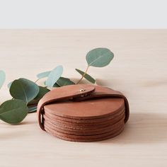 natural Leather Coasters Diy, Leather Diy Projects, Leather Coaster Set, Leather Coaster, Leather Decoration, The Citizenry, Coaster Sets, Leather Storage, Leather Coasters