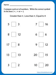 the worksheet for comparing numbers to find which one is in the box and how it