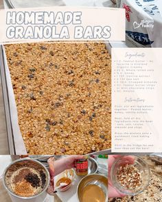 homemade granola bars recipe with instructions for making them