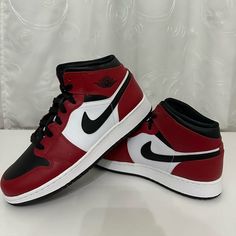 Nike Jordan 1 Mid Chicago Black Toe (Gs) Brand New - Without The Original Box 100% Authentic Size 6.5y / 8w Jordan 1 Mid Chicago Black Toe, Shoes Nike Jordan, Jordan 1 Mid Chicago, Nike Jordan 1 Mid, Nike Jordan 1, Jordan 1 Mid, Shoes Nike, Nike Jordan, Jordan 1