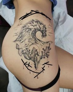 Commission Ideas, Hip Thigh Tattoos, Tattoos Inspiration, Party Tattoos, Women's Tattoo, Jewelry Tattoo, Arm Tattoos For Women, Hip Tattoo, Tattoo Trends