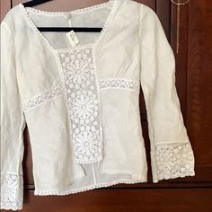 Beautiful White Lace Blouse Bought From Boutique.,,Lovely Arms Too White Lace Blouse, Lace Blouse, White Lace, Color White, Top Blouse, Blouses, Womens Tops, Boutique, Lace