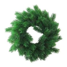 a green christmas wreath on a white background