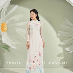 Very Cute Design Good Material Elegant Ao Dai With Floral Embroidery For Spring, Spring Floral Embroidered Ao Dai, Spring Floral Embroidery Ao Dai, White Long Sleeve Ao Dai With Floral Embroidery, White Ao Dai With Floral Embroidery Long Sleeve, White Ao Dai With Floral Embroidery And Long Sleeves, Fitted White Ao Dai With Floral Print, Summer Embroidered Long Sleeve Ao Dai, Summer Long Sleeve Ao Dai With Floral Embroidery