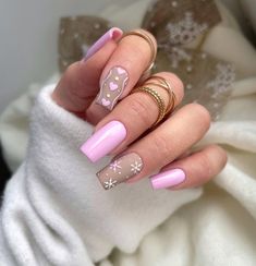 Snowflake Nail Design, Holiday Manicure, Ten Nails, Christmas Gel, December Nails