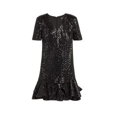 Badgley Mischka sequin mini dress with flounce ruffle hem Approx. 35"L from shoulders to hem V neckline Short sleeves; approx. 10.5"L Hem falls above the knee Shift silhouette Invisible back zipper Polyester Lining: Polyester Spot clean Imported Dress With Flounce, Tulle Mini Dress, Ice Dresses, Black Ruffle Dress, Cocktail Jacket, Sequin Design, Ruffle Mini Dress, Shift Dress Black, Sequin Mini