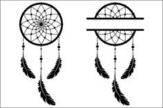 two black and white dream catchers with feathers