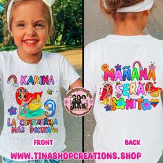 Get ready to celebrate in style with these amazing Karol G birthday shirts for kids and adults! Inspired by Karol G's hit song Mañana Será Bonito, these shirts feature a stunning mermaid design that will make a splash at any birthday party. Customize them with your little one's name and age for the perfect personalized touch. Plus, we also offer family matching shirts so everyone can join in on the fun. Whether you're a fan of Karol G or simply looking for a unique and eye-catching birthday outf Cute Birthday T-shirt With Character Print, Customizable Cute Tops For Birthday, Cute Character Print T-shirt For Birthday, Cute Birthday T-shirt, Pre-shrunk, Fun Custom Print Top For Birthday Gift, Fun Custom Print Tops For Birthday Gift, Multicolor Funny Print Top For Birthday, Multicolor Custom Print Tops For Birthday, Multicolor Tops With Funny Print For Birthday