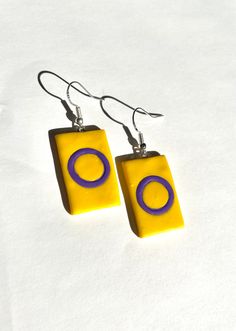 These earrings are made from premium polymer clay. They are super lightweight. Yellow Polymer Clay Earrings With Ear Wire, Intersex Flag, Flag Earrings, Light Earrings, Mood Board Design, Cute Packaging, Holiday Lights, Philadelphia Pa, Cute Earrings