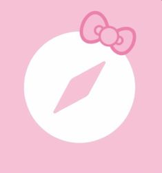 a pink hello kitty wallpaper with a white circle and bow on it's head