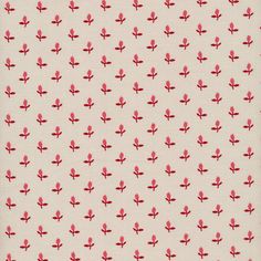 a red and white flower pattern on a light colored background, with small pink flowers in the center