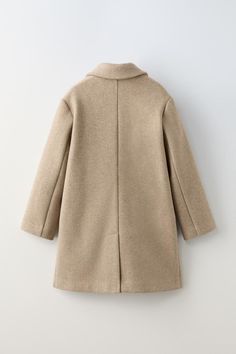 FELT TEXTURE COAT - Tan marl | ZARA United States Zara Outerwear With Button Closure And Lapel Collar, Zara Collared Winter Outerwear, Chic Long Sleeve Wool Coat, Chic Wool Coat With Concealed Placket, Zara Lapel Collar Outerwear With Double Button Closure, Zara Double Button Lapel Collar Outerwear, Zara Outerwear With Lapel Collar And Double Button Closure, Wool Coat With Concealed Placket, Single Breasted Long Sleeve Sweater Coat