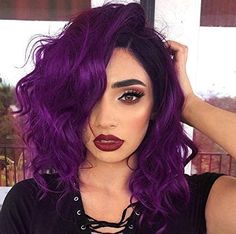 Natural Wavy Bob, Short Purple Hair, Wavy Bob Wig, Bob Wig With Bangs, Party Wig, Natural Looking Wigs, Wavy Bob, Bow Hairstyle