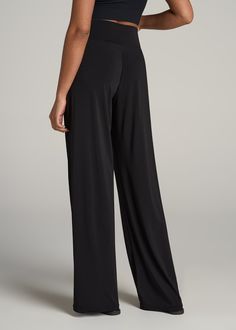 About Our Pull On Breezy Wide Leg Pants for Tall Women Looking for an ultra-flattering pair of pants for tall women? You’ve found them with our Pull On Breezy Wide Leg Pant. Infused with stretch in a beautifully draping knit, these pants offer elevated comfort that you can take seamlessly from loungewear to the beach. We’ve designed these tall women’s pants specifically for ladies from 5’9 to 6’6 so they have an extended inseam for your longer legs. The contoured waistband offers smooth support Luxury Straight Leg Pull-on Style Pants, Luxury Relaxed Fit Full Length Pants, Luxury Straight Leg Pull-on Pants, Luxury Full Length Solid Pants, Luxury Full Length Pants With Pockets, Big And Tall Wool Pants, Luxury Solid Color Full Length Pants, Pants For Tall Women, Pleated Dress Pants