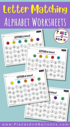 three letter matching worksheets with the words, letters and numbers on them in different colors