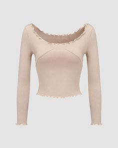 Details: Long-sleeve ribbed top with lace designTop Length: CroppedSleeve Length: Long SleevesMaterials:95% Polyester + 5% Spandex Lettuce Hem, Cami Crop Top, Ribbed Top, Maxi Dresses Casual, Crop Top Blouse, Maxi Dress Party, Knitwear Cardigan, Dress Cuts, Sweater Blouse