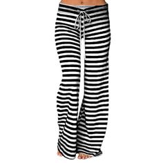 Poly, Cotton, Lightweight Fabric Drawstring Lounge Wear Soft Silky Feel Long Pajama Pants, Striped Wide Leg Pants, Womens Pajamas Pants, Fashion Bottoms, High Waist Yoga Pants, Pyjama Bottoms, Long Trousers, Summer Pants, Women Pants