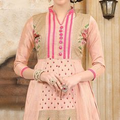 Design, style and pattern would be at the peak of your beauty once you dresses this peach colored festive wear suit. This festive Wear suit made from fancy fabric which is highlighted with beautiful Floral embroidery work as shown. This Stitched suit perfect for a woman. Women can buy this suit to wear for their upcoming homely functions, parties, kitties, weekend get together. Get this suit stitched(Free size) into churidar or salwar suit according to your fit and comfort. Grab this suit now as it's easy to maintain and comfortable to wear all day long. Team it with stylish accessories to make your looks more beautiful. Note:- The actual product may differ slightly in color and design from the one illustrated in the images.en. Size Chart Size: Semi Stitched/Unstitched can be altered from Peach Resham Embroidery Traditional Wear For Festive Occasion, Festive Peach Traditional Wear With Resham Embroidery, Semi-stitched Peach Zari Work Traditional Wear, Peach Semi-stitched Traditional Wear With Zari Work, Pink Anarkali Lawn Suit With Dabka Work, Festive Peach Kurta With Zari Work, Embroidered Peach Traditional Wear For Festive Occasions, Traditional Peach Dress With Resham Embroidery, Peach Designer Traditional Wear With Resham Embroidery