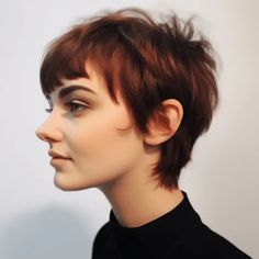 Pixie Haircut For Fine Wavy Hair, Shag With Micro Bangs, Shaggy Haircuts For Fine Hair, Shaggy Pixie Mullet, Short Shaggy Pixie Haircuts, Hidden Undercut, Shag Pixie, Above Shoulder Hair, Queer Haircut