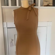 Brand New Calvin Klein Dress, Size 10, Color Tan, New Without Tags Calvin Klein Chic Midi Office Dress, Elegant Brown Sleeveless Dress For Work, Elegant Brown Sleeveless Dress For Spring, Chic Calvin Klein Midi Dress For Date Night, Brown Mini Dress For Office In Spring, Brown Fitted Sleeveless Dress For Work, Calvin Klein Midi Office Dress, Elegant Calvin Klein Sleeveless Midi Dress, Fitted Brown Sleeveless Dress For Work