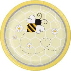 a paper plate with a bee on it