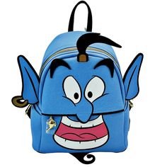 Nwt Loungefly Disney Parks Aladdin Blue Genie Mini Backpack Disney Travel Backpack, Disney Style Backpack For Travel, Disney Blue Standard Backpack, Blue Backpack For Disney Fan Events, Disney Standard Backpack For Travel, Disney Style Standard Backpack For Travel, Blue Disney Travel Backpack, Blue Disney Backpack For Travel, Blue Disney Backpack For Daily Use