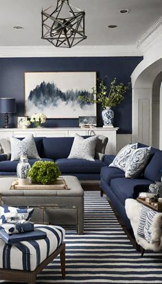 Navy and Grey Living Room Grey And Navy Living Room, Navy And Grey Living Room, Navy Living Room, Blue Grey Living Room, Blue Couch Living, Blue Sofa Living, Blue Sofas Living Room, Navy Living