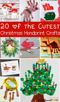 christmas handprint crafts for kids with the title overlay that reads 20 of the cutest christmas handprint crafts