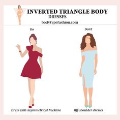 Inverted Triangle Outfits Ideas, Inverted Triangle Body Shape Outfits, Body Type Clothes, Inverted Triangle Fashion, Leg Shapes, Triangle Body Shape Outfits, Inverted Triangle Outfits, Triangle Dress, Dress Body Type