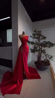 Fabric: Satin£» Silhouette: Mermaid; Neckline: Asymmetrical; Hemline/Train: Floor-Length; Embellishment: High Slit; Pearl; Sleeve: Sleeveless; Waist: Natural; Back Style: Zipper; Built-In Bra: Yes; Shown Color: Red; Season: Spring; Summer; Fall; Winter; Okdais could custom made 70+ colors & all sizes, if you do not find the color name listed, pls leave note on special instruction to note the exact color you need.Also custom size is available, if you need your dress customized, pls leave your?bust, waist, hips & barefoot height size in the order remark. Thank you. Red Corset Dress, Cheap Evening Gowns, Matric Dance Dresses, Strapless Prom Dress, Red Pearl, Stunning Prom Dresses, Red Gown, Prom Dress Inspiration, Perfect Prom Dress