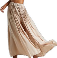 Long Rayon Summer Skirt, Long Rayon Skirt For Vacation, Summer Long Rayon Skirt, Summer Rayon Long Skirt, Vacation Long Rayon Skirt, Beige Flowy Maxi Skirt For Summer, Flowy Beige Maxi Skirt For Beach, Summer Rayon Lined Maxi Skirt, Cream Skirted Bottoms For Spring