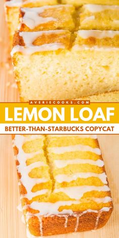 A better-than-Starbucks lemon loaf! It's perfect for Sunday brunch. Moist and rich with a drizzle of lemon bread glaze, this lemon pound cake recipe is an easy breakfast food everyone will love! Enjoy a slice as an easy dessert idea, too! Lemon Loaf Recipe With Sour Cream, Lemon Loaf With Sour Cream, Buttermilk Lemon Loaf, Better Than Starbucks Lemon Loaf, Luscious Lemon Cream Cheese Loaf, Lemon Loaf Cake Mix Recipes, Lemon Loaf With Lemon Glaze, Lemon Quick Bread Recipes, Lemon Bread Starbucks