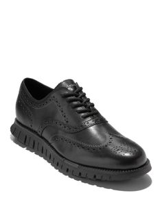 Cole Haan Men's ZERØGRAND Remastered Lace Up Wingtip Oxford Dress Shoes Black Moc Toe Oxfords With Textured Sole, Black Oxfords With Vibram Sole For Business, Black Moc Toe Oxfords With Rubber Sole, Classic Black Wingtip Sneakers, Casual Black Goodyear Welted Oxfords, Black Oxfords With Branded Insole, Black Leather Sole Work Sneakers, Black Leather Sole Sneakers For Work, Black Workwear Sneakers With Leather Sole