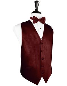 The Wine Palermo Tuxedo Vest is crafted from a luxurious angled-grid patterned fabric that features both a primary and accent color that work seamlessly to achieve a modern yet classy look. Mens Formal Vest, Red Tuxedo, Vest And Bow Tie, Semi Formal Attire, Formal Vest, Tuxedo Vest, Claret Red, Vest Style, Vest And Tie