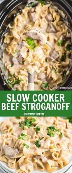 this slow cooker beef stroganoni is the perfect meal to make for dinner