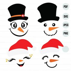 two snowmen with hats and noses