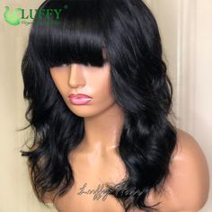 Wavy Human Hair Wigs, Wigs Bangs, Hair Extensions For Short Hair, Bangs For Women, Girls Hairstyles Braids, Cornrow Hairstyles, Hair Density, Loose Waves