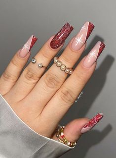 Festive Nails Christmas, Christmas Gel, Acrylic Nail Shapes, Winter Nails Acrylic, Nails Easy