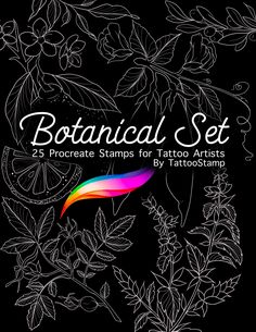 the botanical set includes 25 procreate stamps for tattoo and other artsy projects