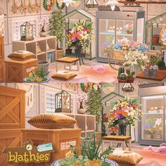 an image of a room filled with flowers and plants