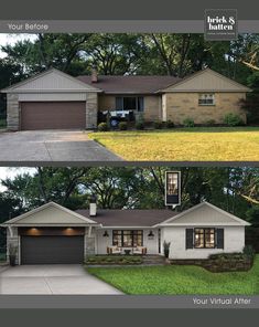 before and after photos of a house in the suburbs