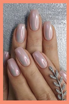 Get inspired for your wedding day with these beautiful and unique nail designs, from jeweled nails to classic French with sparkle. #bridalnails Milky Pink Nails, Kutek Disney, Milky Pink, Milky Nails, Nude Nail Designs, Summery Nails, Nails Natural, Casual Nails, Dragon Fly