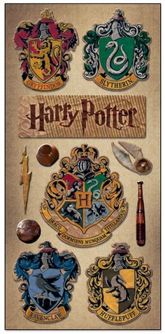 harry potter stickers and magnets on a piece of paper with the hog potter logo