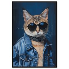 a painting of a cat wearing sunglasses and a jacket