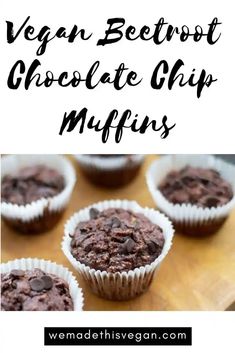 Vegan Beetroot Chocolate Chip Muffins Chocolate Chip Muffins Vegan, Chocolate Beet Muffins, Healthy Chocolate Zucchini Muffins, Beet Muffins, Chocolate Zucchini Muffins, Muffins Vegan, Vegan Muffins, Chocolate Zucchini, Vegan Chocolate Chip